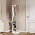 TUYOHW Modern Rotating Full Length Mirror with Functional Hook Coat Rack,Freestanding Floor Mirror for Bedroom,Dressing Room,White
