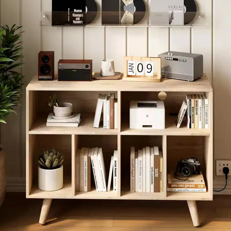 Mobile per giradischi con contenitore per dischi in vinile – Armadietto in legno a 7 ripiani, contiene fino a 350 album