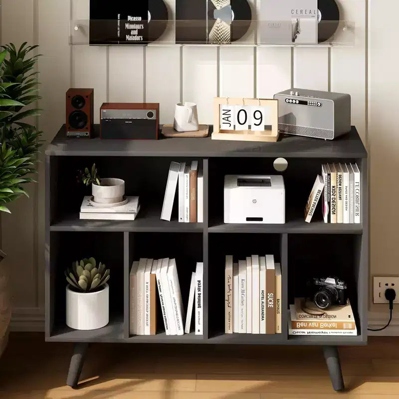 Mobile per giradischi con contenitore per dischi in vinile – Armadietto in legno a 7 ripiani, contiene fino a 350 album