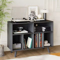Large Record Player Stand, Wood Vinyl Record Storage Compact Record Player Cabinet Cube Storage Organizer Up to 350 Albumsfor Living Room Bedroom