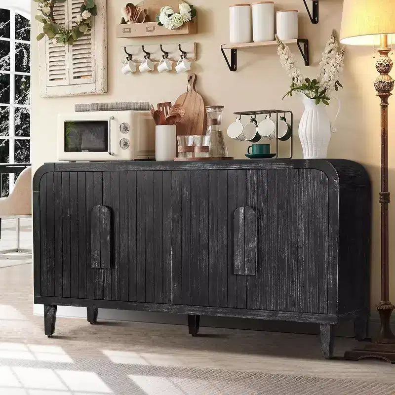 Credenza da Fattoria da 150 cm con 4 Ante e Ripiani Regolabili