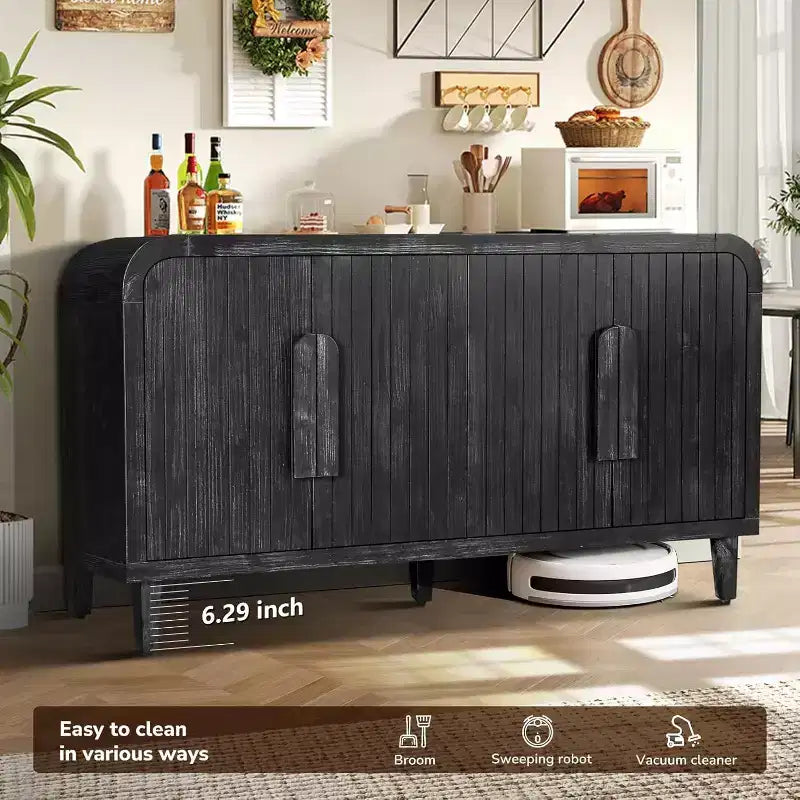 Credenza da Fattoria da 150 cm con 4 Ante e Ripiani Regolabili