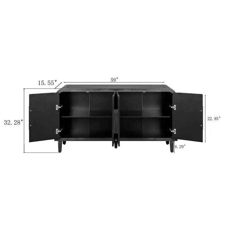 Credenza da Fattoria da 150 cm con 4 Ante e Ripiani Regolabili