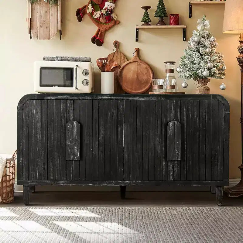 Credenza da Fattoria da 150 cm con 4 Ante e Ripiani Regolabili