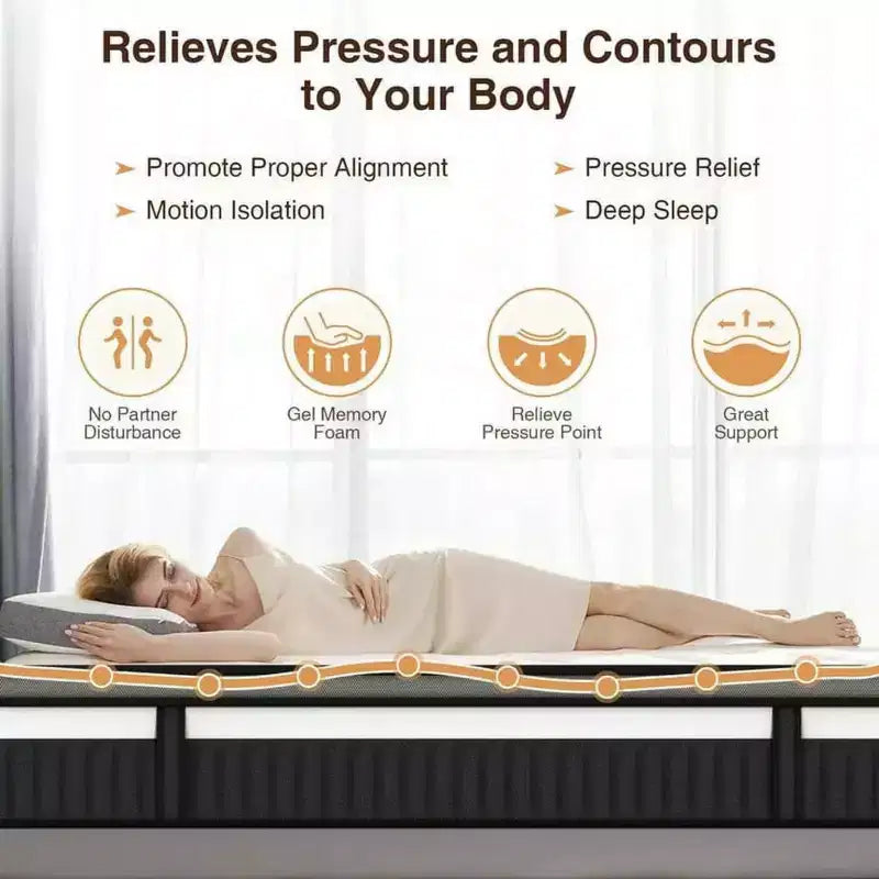 Materasso ibrido King Size 14 pollici – Schiuma Gel e Molle Insacchettate, Media Rigidità
