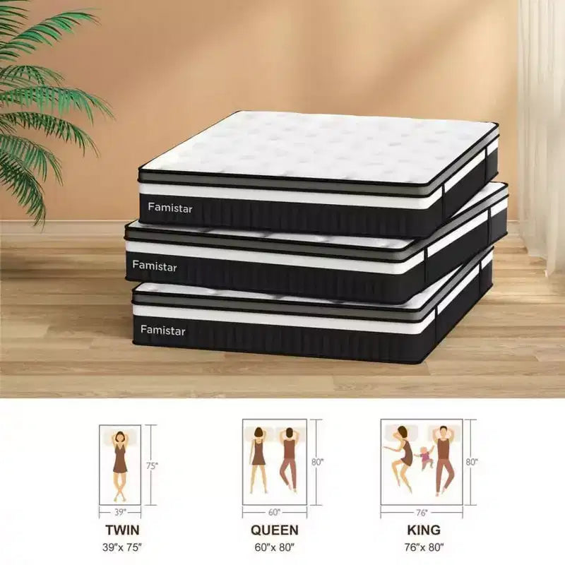 Materasso ibrido King Size 14 pollici – Schiuma Gel e Molle Insacchettate, Media Rigidità