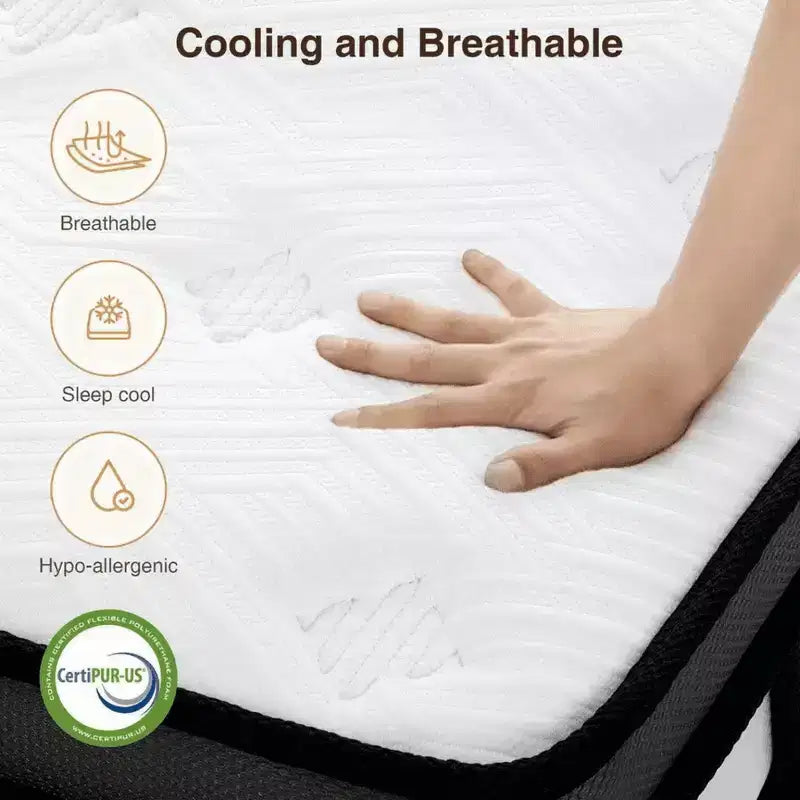 Materasso ibrido King Size 14 pollici – Schiuma Gel e Molle Insacchettate, Media Rigidità