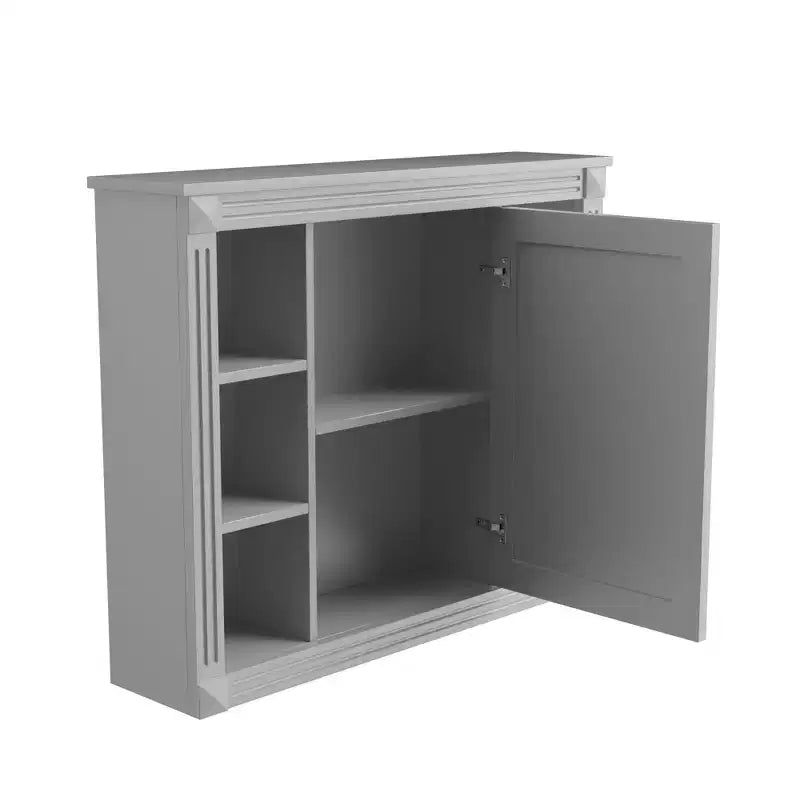 Specchio-Armadietto da Parete 35 x 28 Pollici con 6 Ripiani Aperti - Mobiletto a Specchio da Bagno