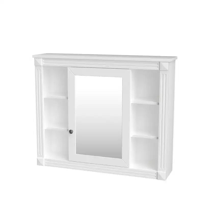 Specchio-Armadietto da Parete 35 x 28 Pollici con 6 Ripiani Aperti - Mobiletto a Specchio da Bagno
