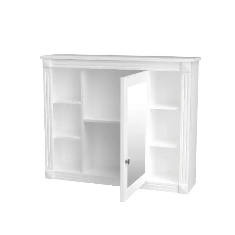 Specchio-Armadietto da Parete 35 x 28 Pollici con 6 Ripiani Aperti - Mobiletto a Specchio da Bagno