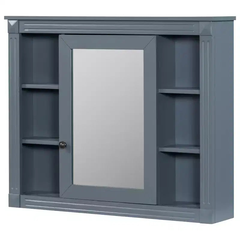 Specchio-Armadietto da Parete 35 x 28 Pollici con 6 Ripiani Aperti - Mobiletto a Specchio da Bagno