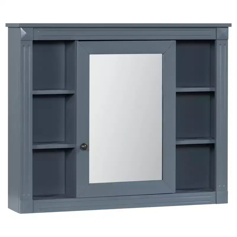 CASAINC 35 x 28 Mirror Cabinet with 6 Open Shelves, Wall Mounted Bathroom Medicine Cabinet (No Vanity)