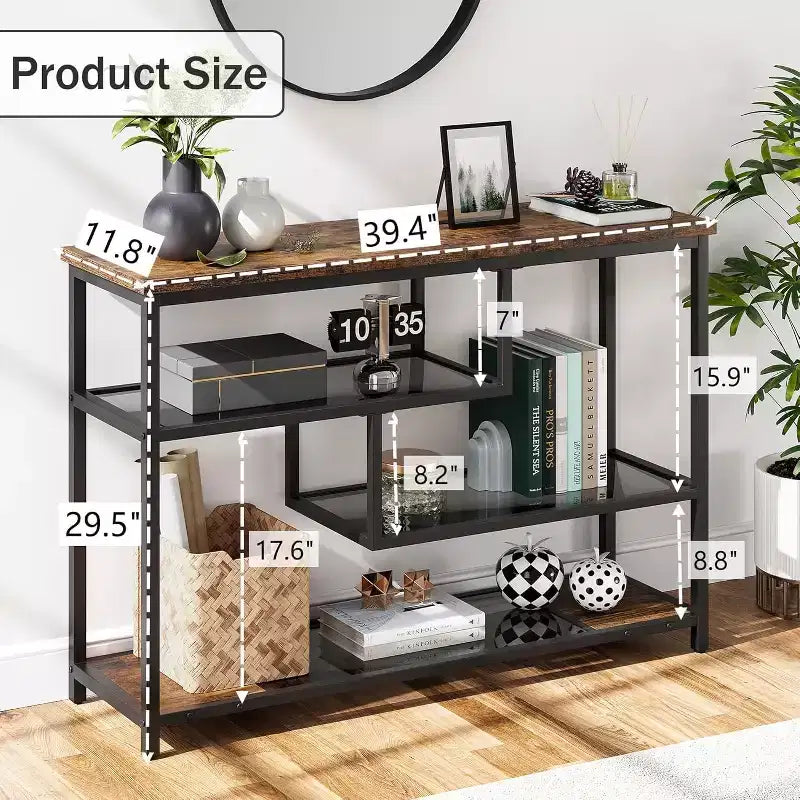 Tavolo Consolle Stretto da 39,4" con Stazione di Ricarica, Prese e Porte USB