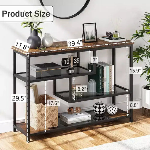 Tavolo Consolle Stretto da 39,4" con Stazione di Ricarica, Prese e Porte USB