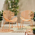 Shell-Shaped Dining Chairs, Patio Chairs, Round-Backed Chairs, Outdoor Metal Bistro Chairs, Weather-Resistant Armless Chairs