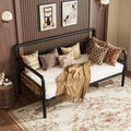 Twin Daybed with Classic Headboard, Heavy Duty Metal Bed Frame, with Steel Slats Support, Sofa Bed, Noise Free, No Box Spring Needed, Black