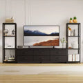 COZONY TV Stand for 75 Inch TV, Entertainment Center with LED Lights & Power Outlets, 6 Drawers & Bookshelves