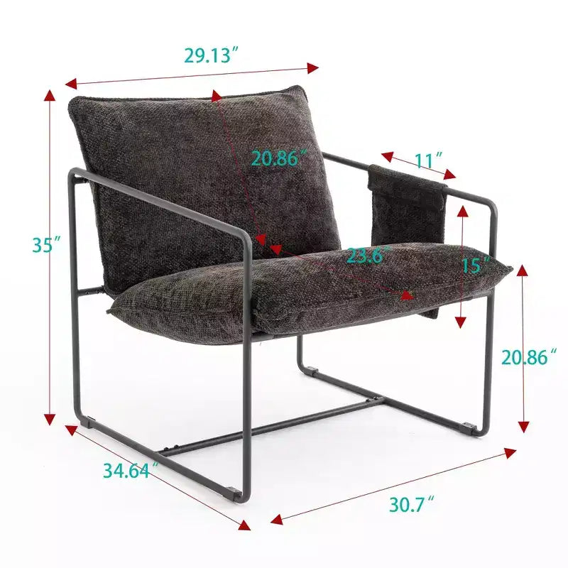 Poltrone Imbottite Set da 2 con Struttura in Metallo e Tasca Laterale