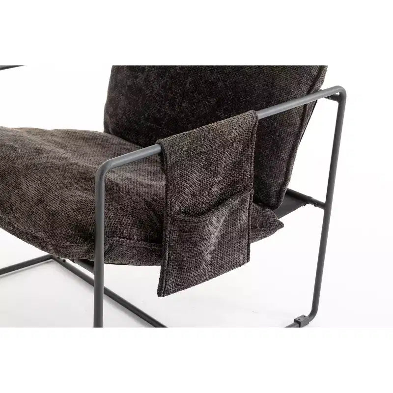 Poltrone Imbottite Set da 2 con Struttura in Metallo e Tasca Laterale
