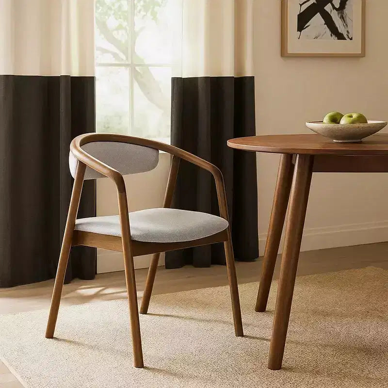 Royal Hampton Dining Side Chair, Gray Chenille Seat and Back, Walnut Brown Wood