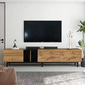 JVNOXK Modern TV stand, suitable for 80-inch TVs, featuring 3 cabinet doors and storage compartments, ideal for living rooms