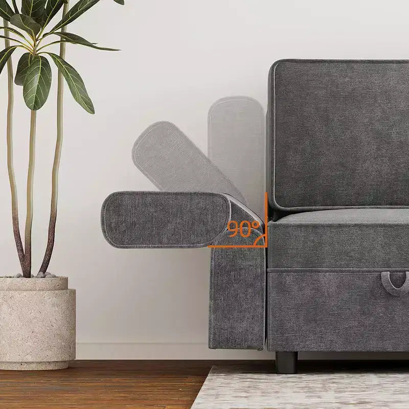 Divano componibile con pouf, configurazione a L
