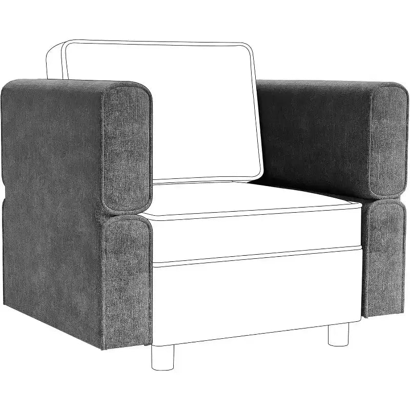 Divano componibile con pouf, configurazione a L