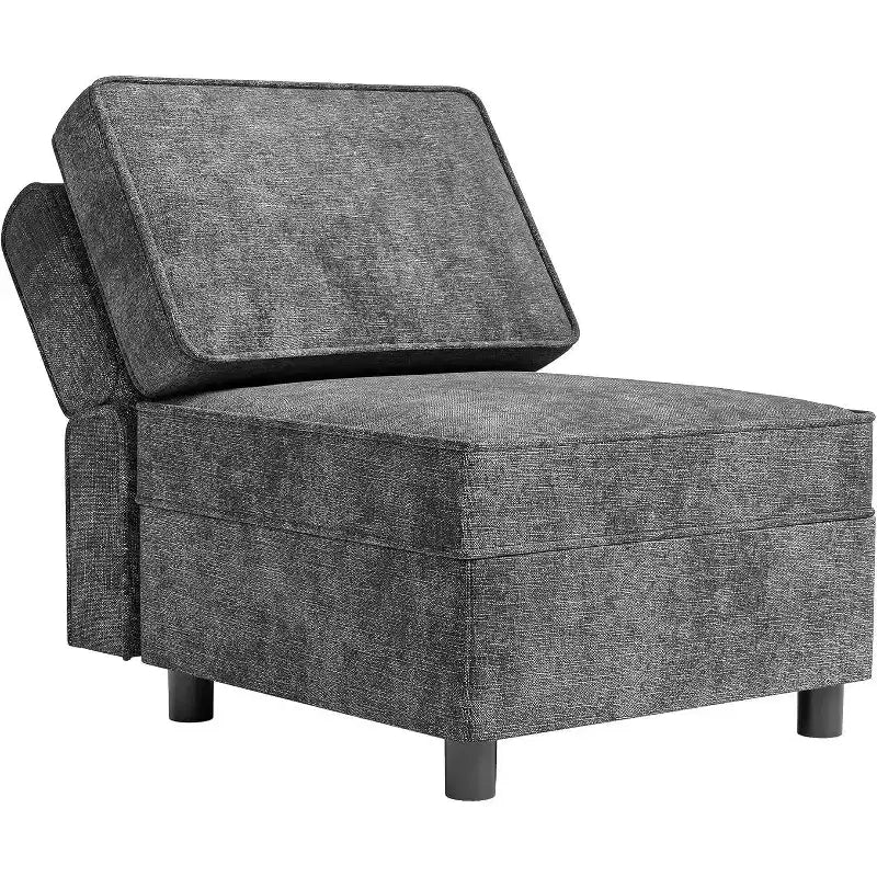 Divano componibile con pouf, configurazione a L