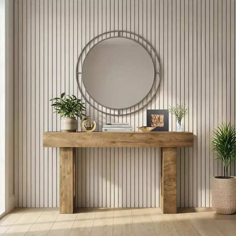 GDFStudio Qiang Farmhouse 63 Wooden Rectangle Long Console Table with Storage