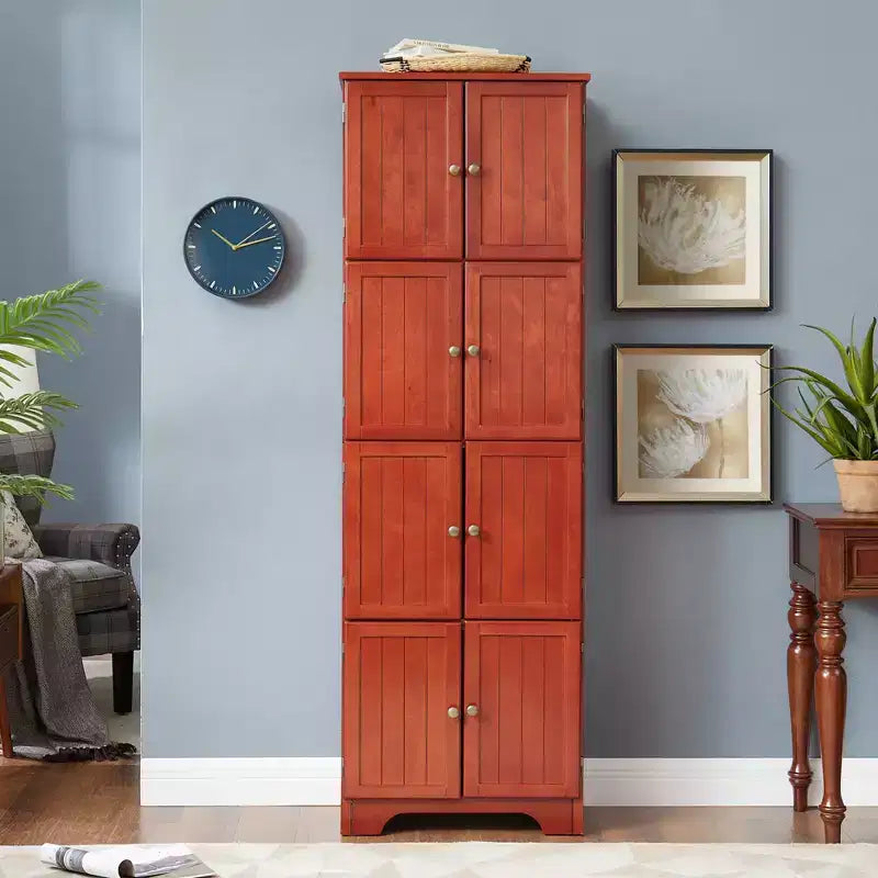 Freestanding Storage Cabinet, 72.4 Tall Floor Cabinet with 8 Doors and 4 Shelves, 4-Tier Kitchen Pantry for Home Office Bathroom Kitchen