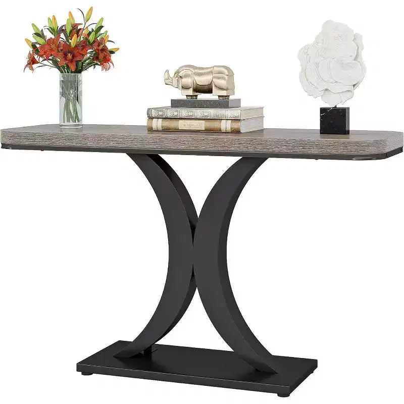 Lantine Industrial Entryway Console Table, Compact Foyer Hallway Accent Table for Small Space