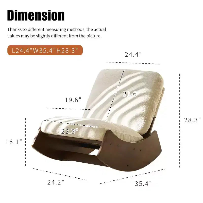Poltrona a dondolo Glider con struttura in legno e rivestimento in velluto a coste