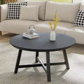 Acekool 36 Round Coffee Table, Industrial Modern Wood & Metal Center Table for Living Room, Office, Reception