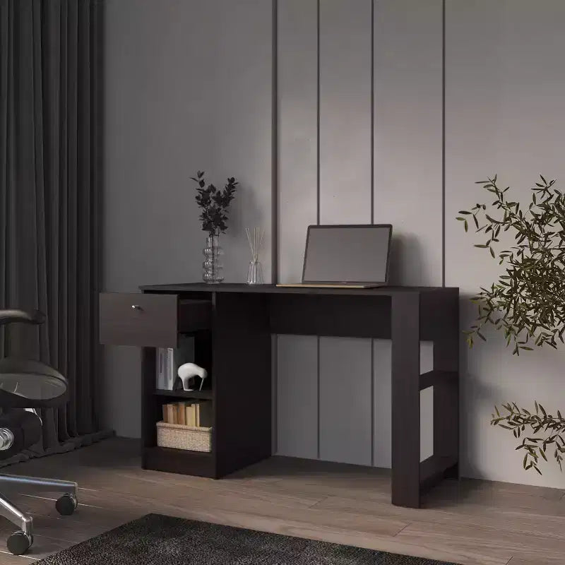 Scrivania da computer da 120 cm con cassetto e ripiani aperti