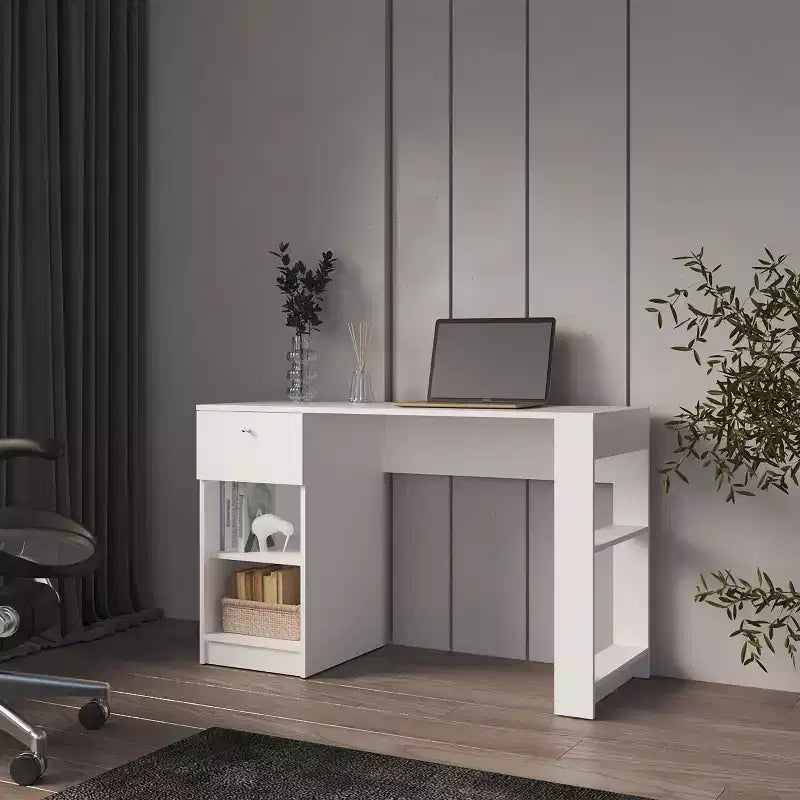 Scrivania da computer da 120 cm con cassetto e ripiani aperti