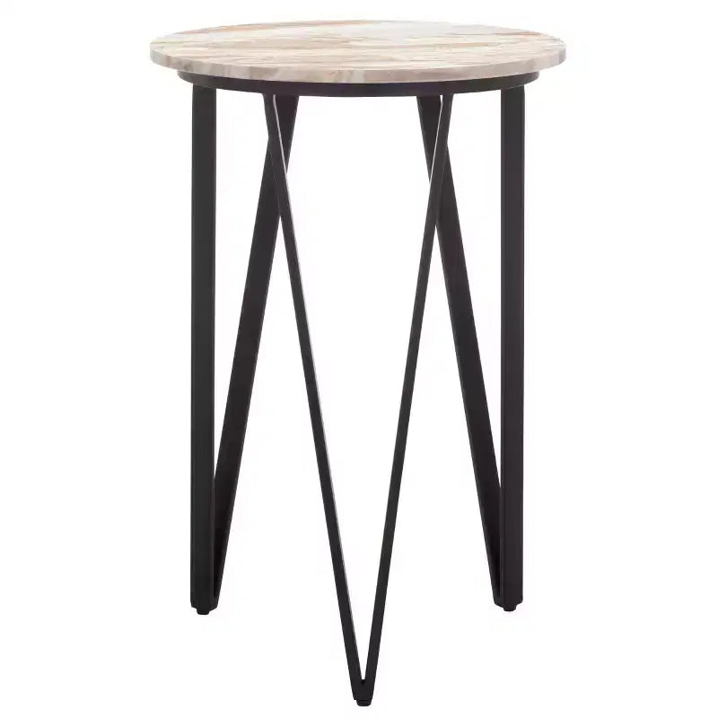 Reni Marble Side Table - ACC3753 - Marble/Black - Safavieh