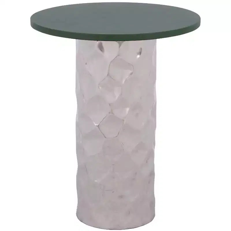 Hasu Round Side Table - FOX5534 - Green/Silver - Safavieh Couture