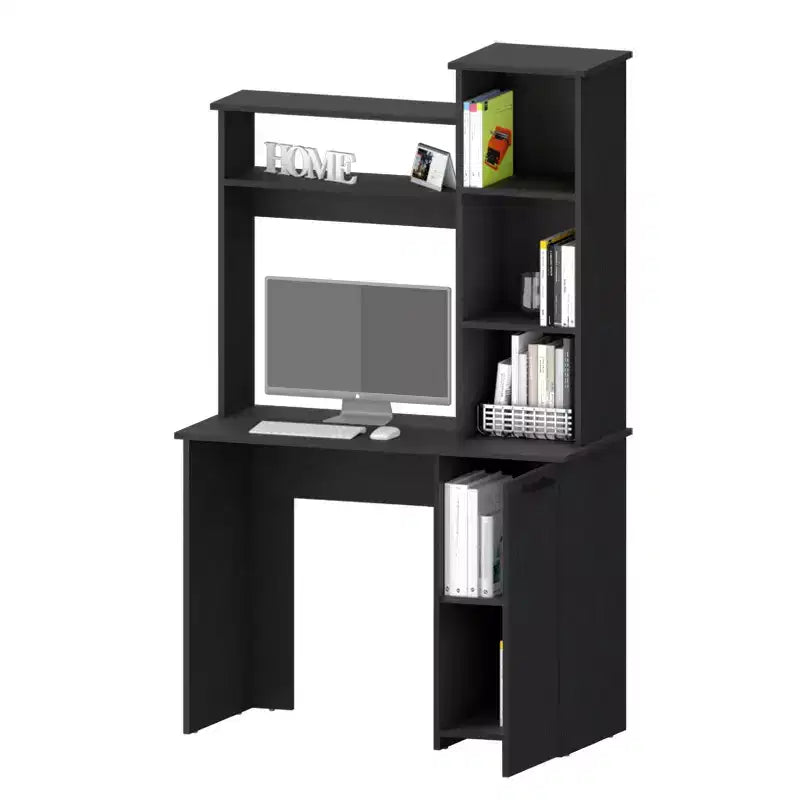 Scrivania da Computer da 38,7 Pollici con Ripiani Portaoggetti e Supporto per Monitor
