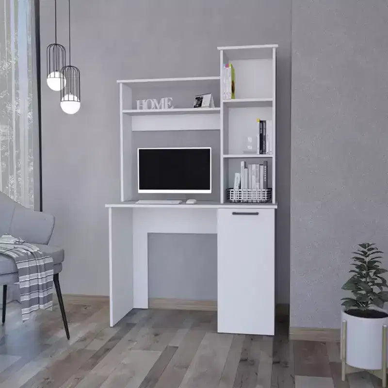 TUYOHW 38.7 Computer Desk,Home Office Desk with 3-Tier Storage Shelves,Hutch,Large Lower Cabinet,Writing Desk for Home Office,Study,Bedroom