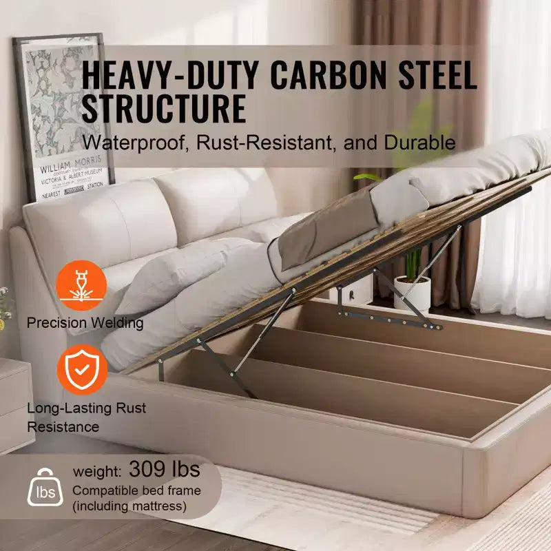 Kit di ferramenta per letto a scomparsa, compatibile 150x200 cm, capacità di carico 140 kg, meccanismo ammortizzatore a gas, nero