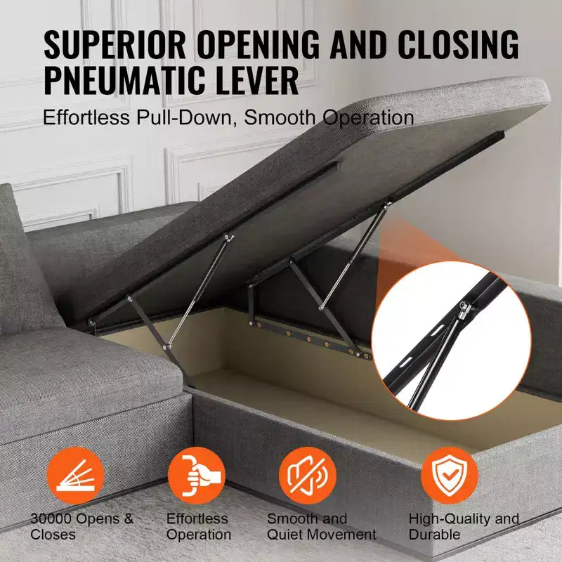 Kit di ferramenta per letto a scomparsa, compatibile 150x200 cm, capacità di carico 140 kg, meccanismo ammortizzatore a gas, nero