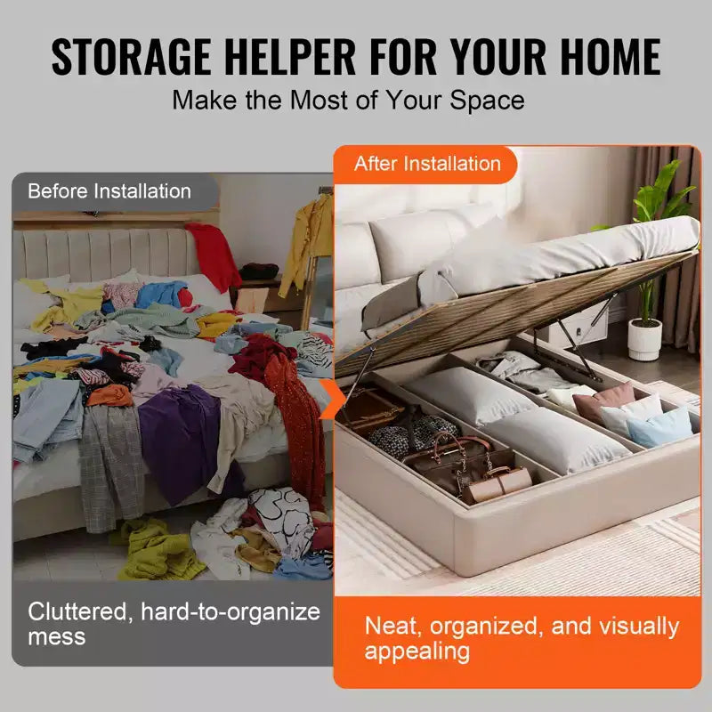 Kit di ferramenta per letto a scomparsa, compatibile 150x200 cm, capacità di carico 140 kg, meccanismo ammortizzatore a gas, nero