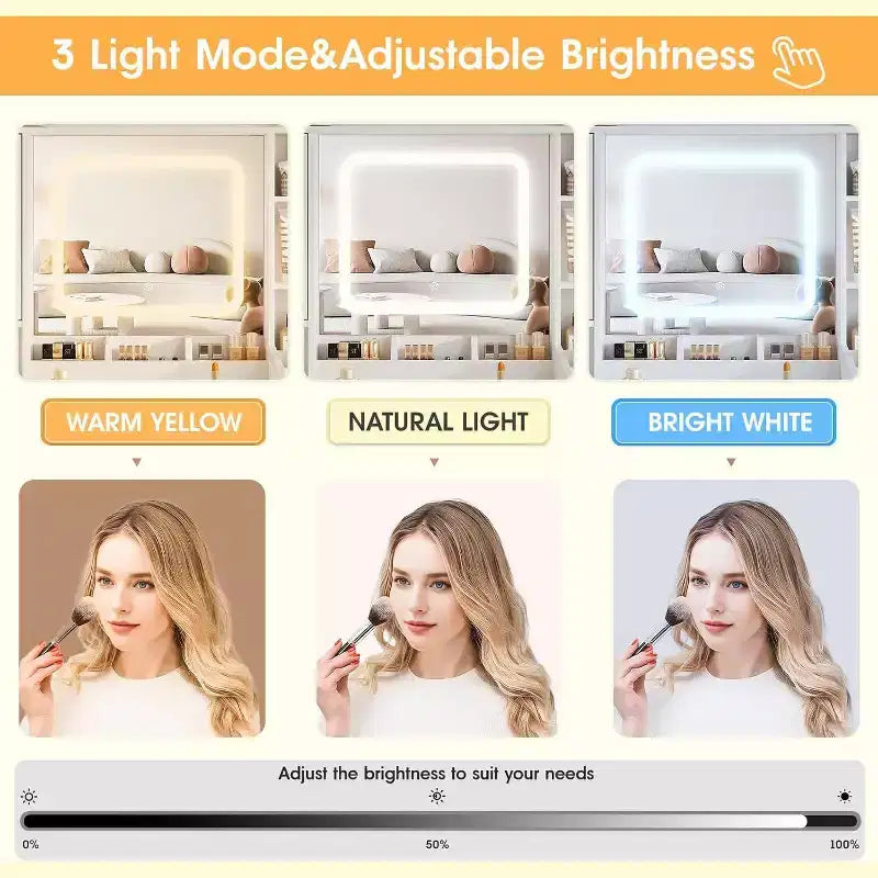 Toeletta con Specchio Illuminato e Cassetti Contenitori