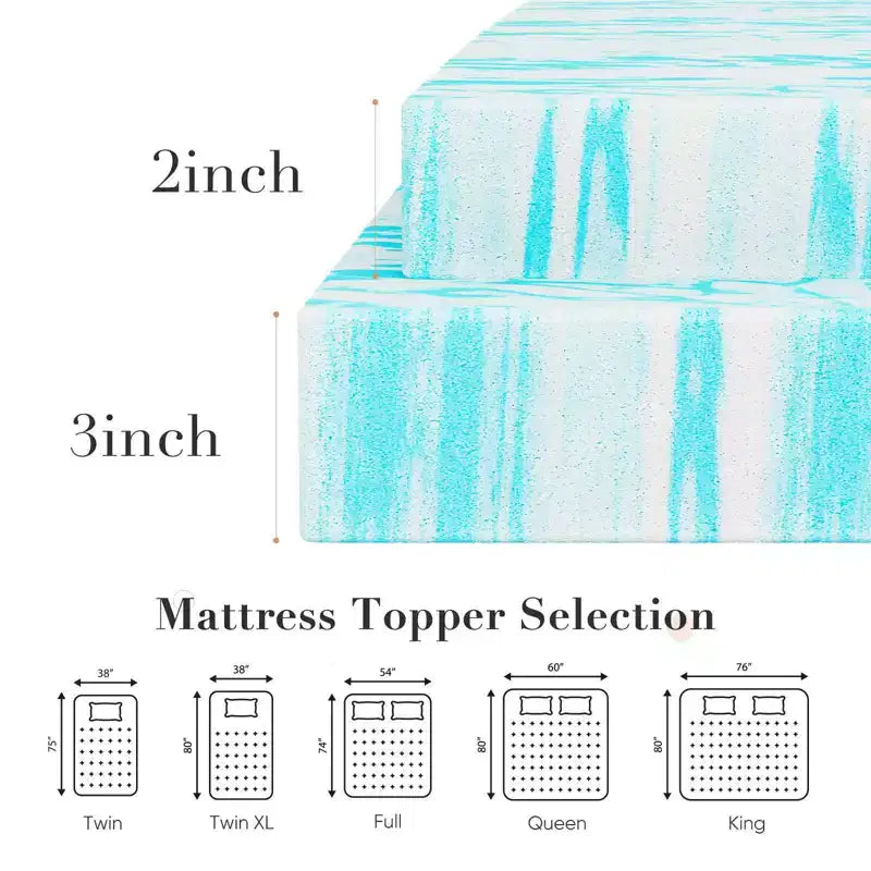 Topper per materasso in memory foam con gel rinfrescante da 7,6 cm