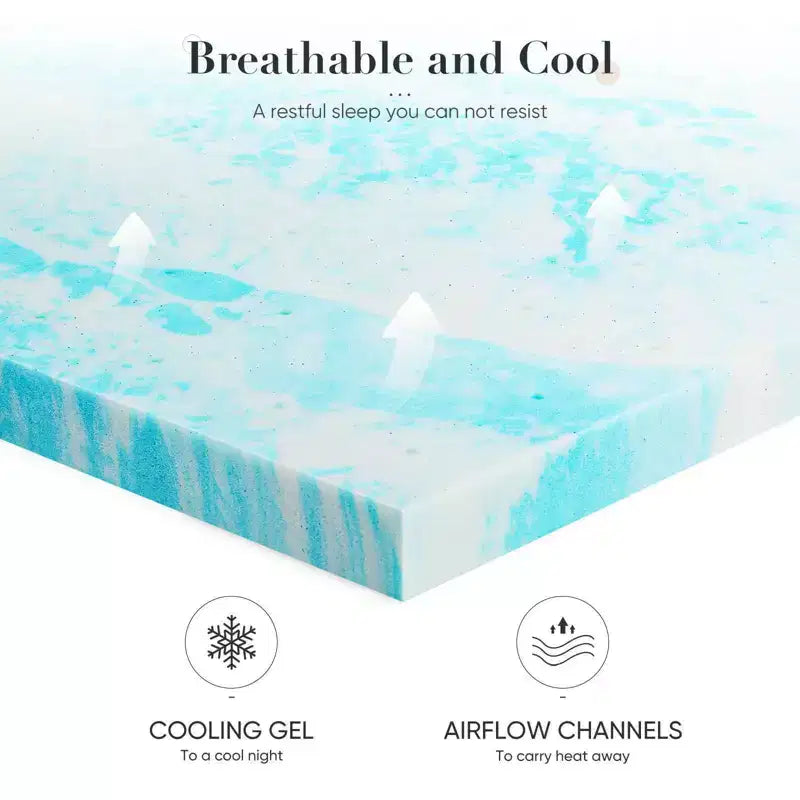 Topper per materasso in memory foam con gel rinfrescante da 7,6 cm