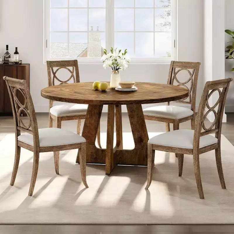 Tavolo da pranzo rotondo da 47 pollici con base in metallo