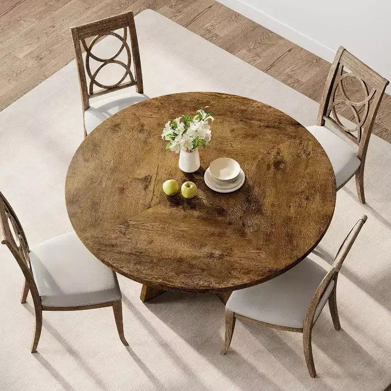 Tavolo da pranzo rotondo da 47 pollici con base in metallo