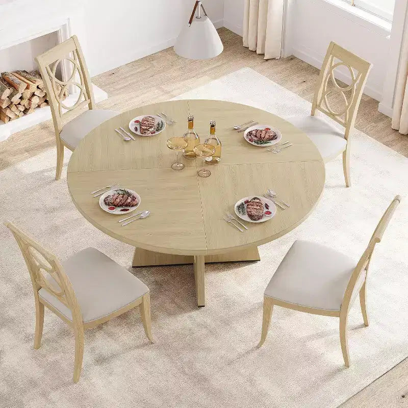Tavolo da pranzo rotondo da 47 pollici con base in metallo