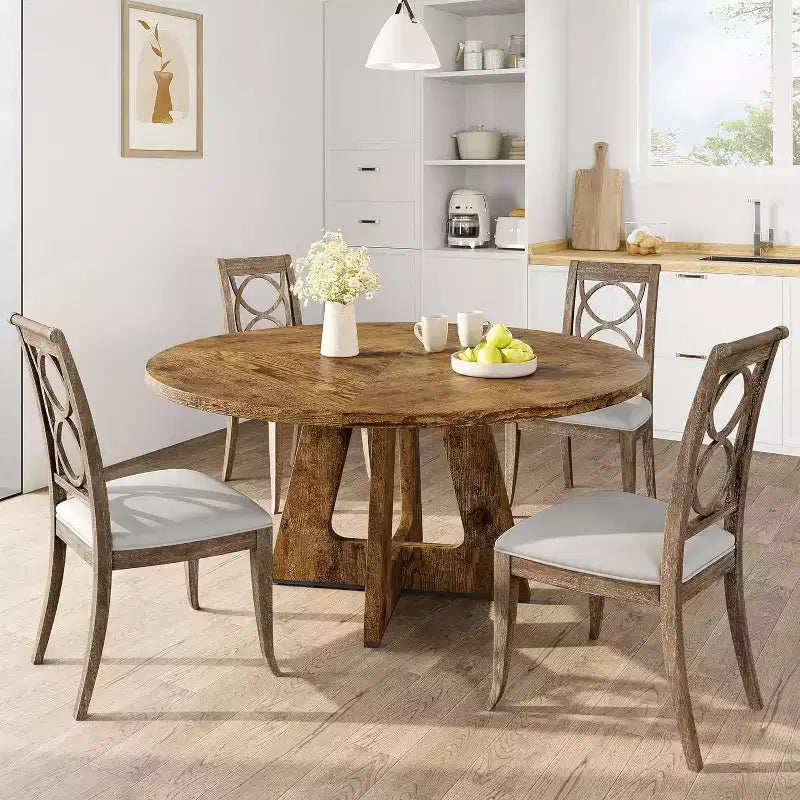 Tavolo da pranzo rotondo da 47 pollici con base in metallo