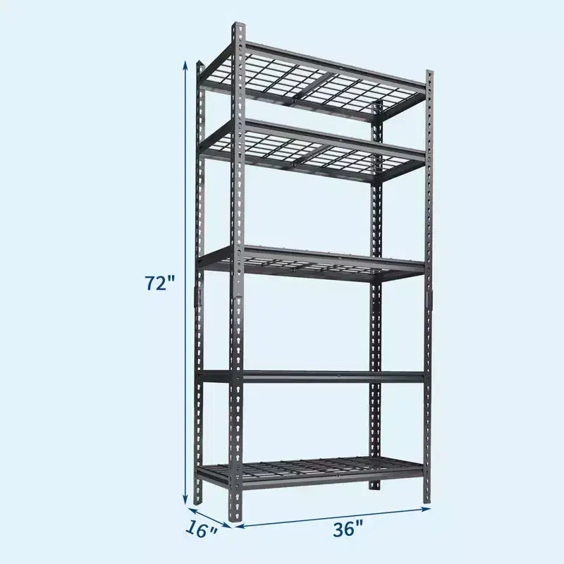 Scaffale in Metallo Regolabile a 5 Ripiani - Scaffalatura in Acciaio per Garage, Magazzino, Cantina e Cucina